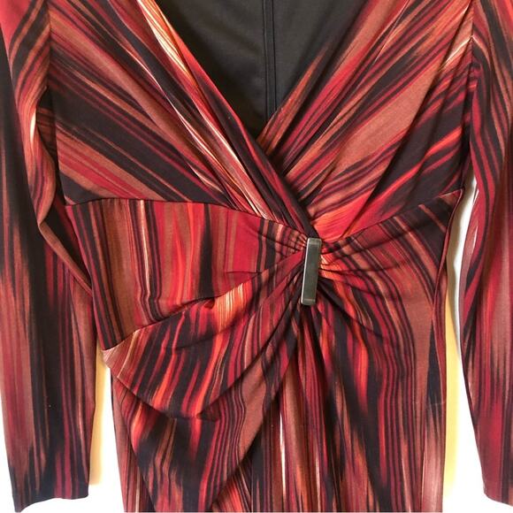 Anne Klein Faux Wrap Stretch V-Neck Midi Cocktail Dress Women’s Size 6 Y2k Sexy - Picture 2 of 7